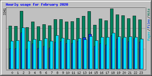 Hourly usage for February 2020